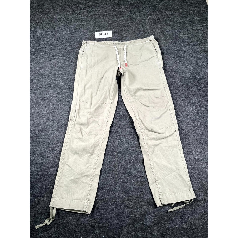 Topo Designs Pants Mens 34 Gray Stretch Drawstring Ankle Flat Front Straight Leg